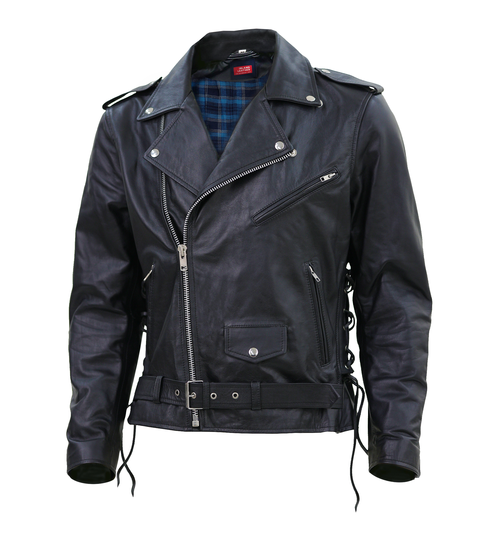 Kaan Zipper Leather Biker Jacket for Men's Black-0