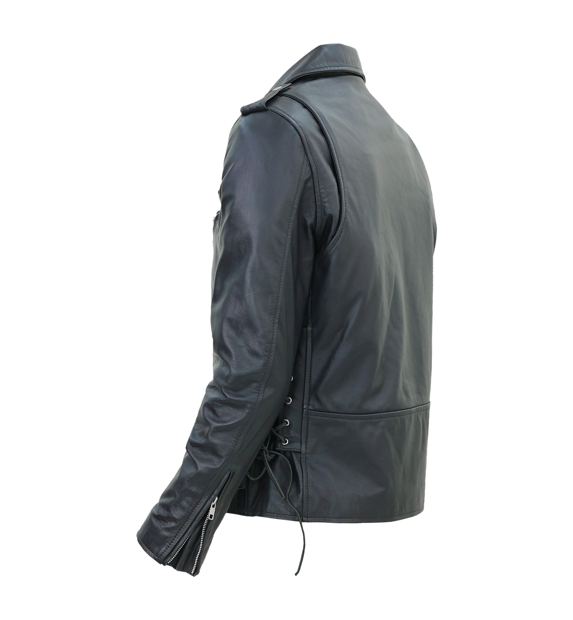 Kaan Zipper Leather Biker Jacket for Men's Black-4