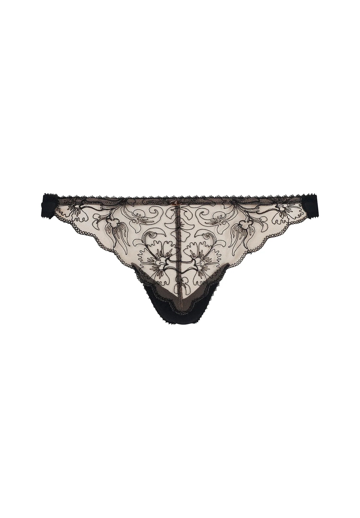 Gossard VIP Fleur de Nuit Black Sheer Thong Panty-4