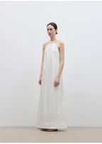 "Minimalist Rule" halter neck hollow design dress women's summer long dress-4