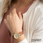 Esprit Women's Brown Leather Watch, Champagne Dial | ES1L314L0025-4
