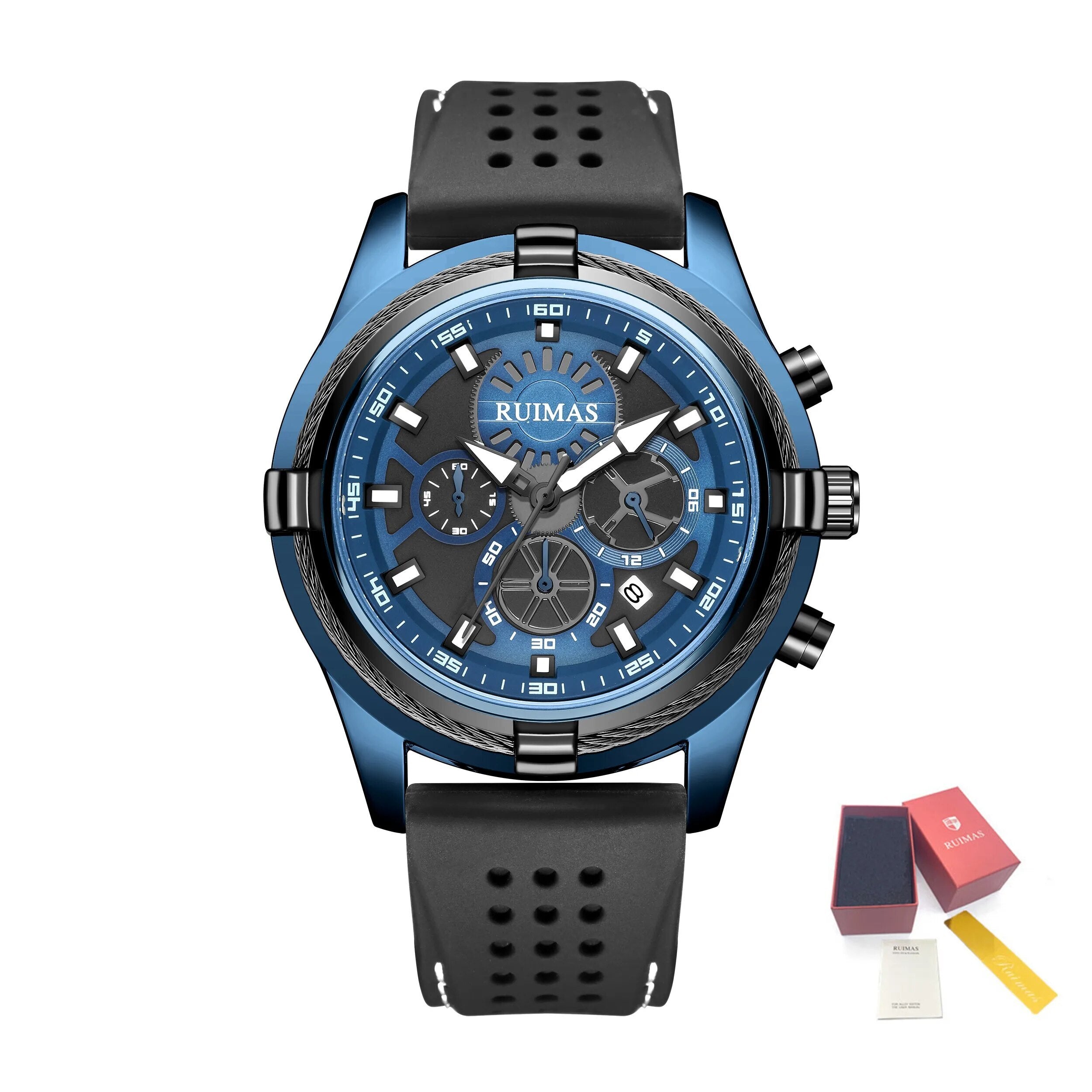 RUIMAS Top Luxury Quartz Wristwatches Men Silicone Large Dial  Military Sports Watches Waterproof Luminous Date Reloj Hombre-16