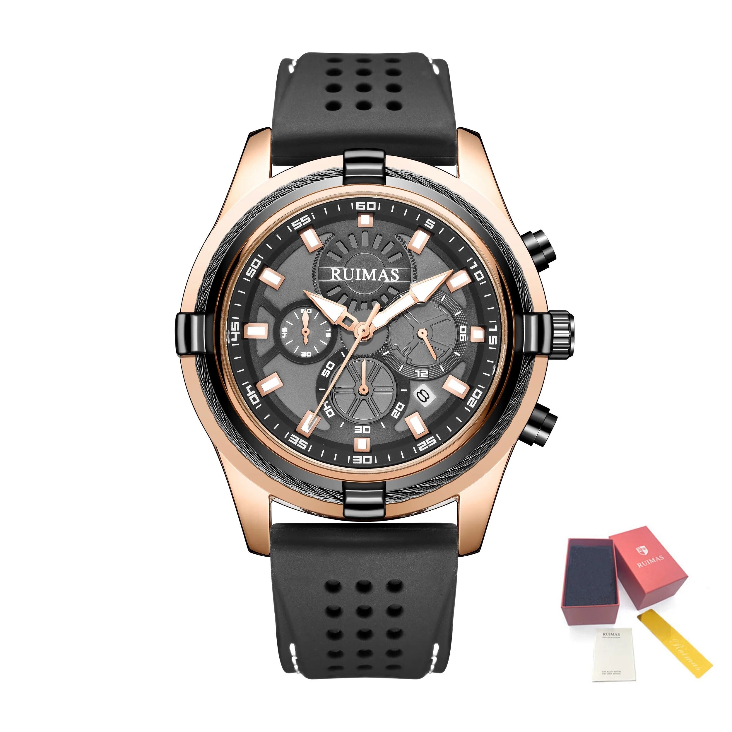 RUIMAS Top Luxury Quartz Wristwatches Men Silicone Large Dial  Military Sports Watches Waterproof Luminous Date Reloj Hombre-15