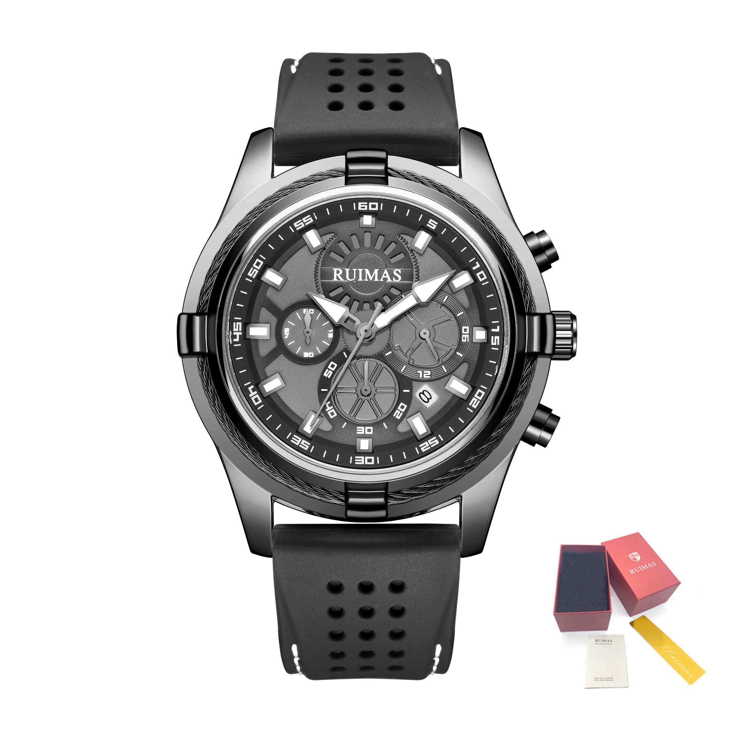 RUIMAS Top Luxury Quartz Wristwatches Men Silicone Large Dial  Military Sports Watches Waterproof Luminous Date Reloj Hombre-17