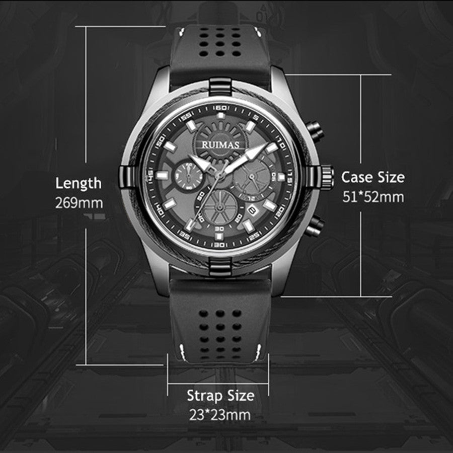 RUIMAS Top Luxury Quartz Wristwatches Men Silicone Large Dial  Military Sports Watches Waterproof Luminous Date Reloj Hombre-4