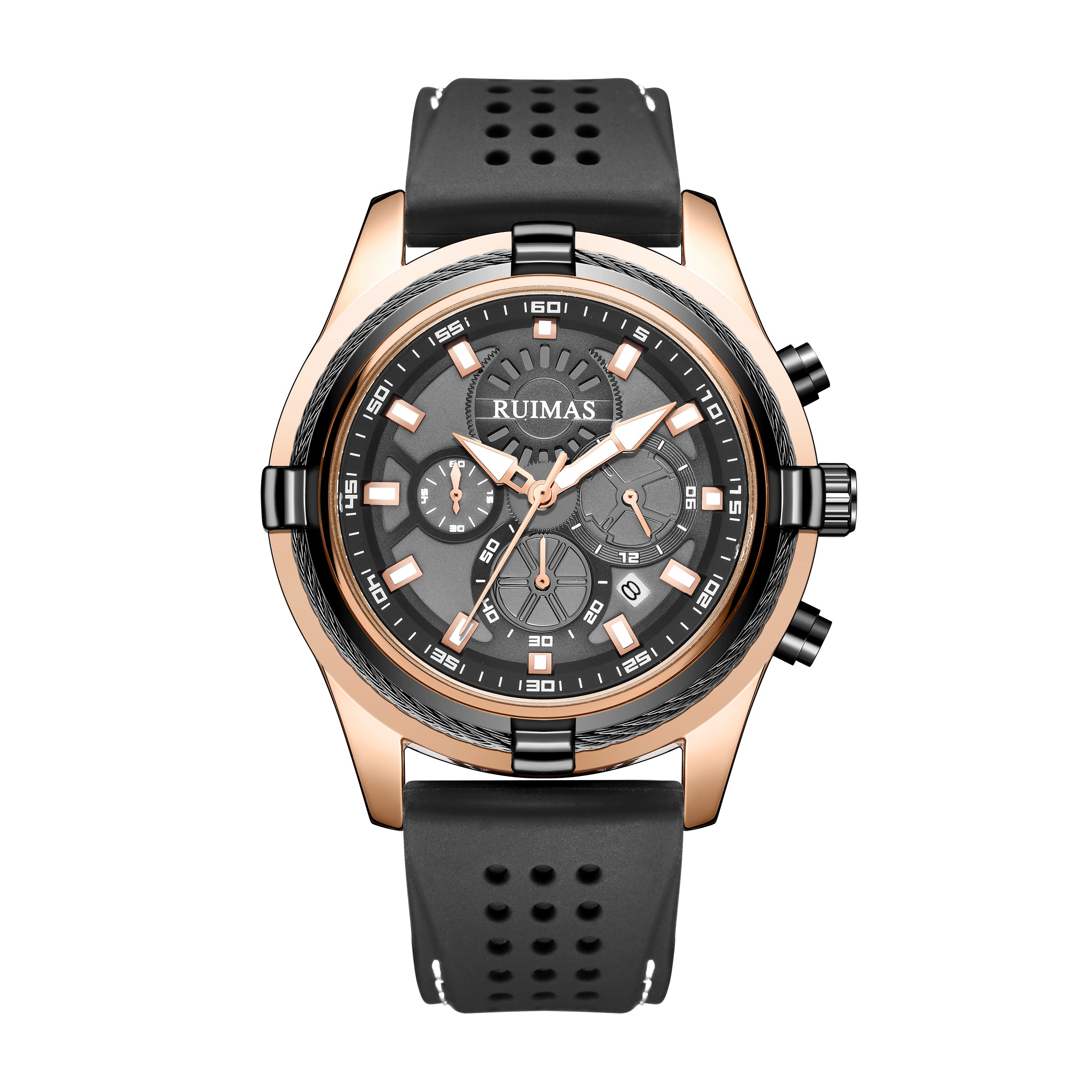 RUIMAS Top Luxury Quartz Wristwatches Men Silicone Large Dial  Military Sports Watches Waterproof Luminous Date Reloj Hombre-9