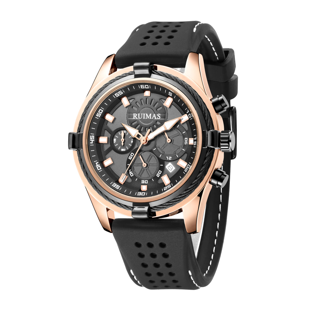 RUIMAS Top Luxury Quartz Wristwatches Men Silicone Large Dial  Military Sports Watches Waterproof Luminous Date Reloj Hombre-10