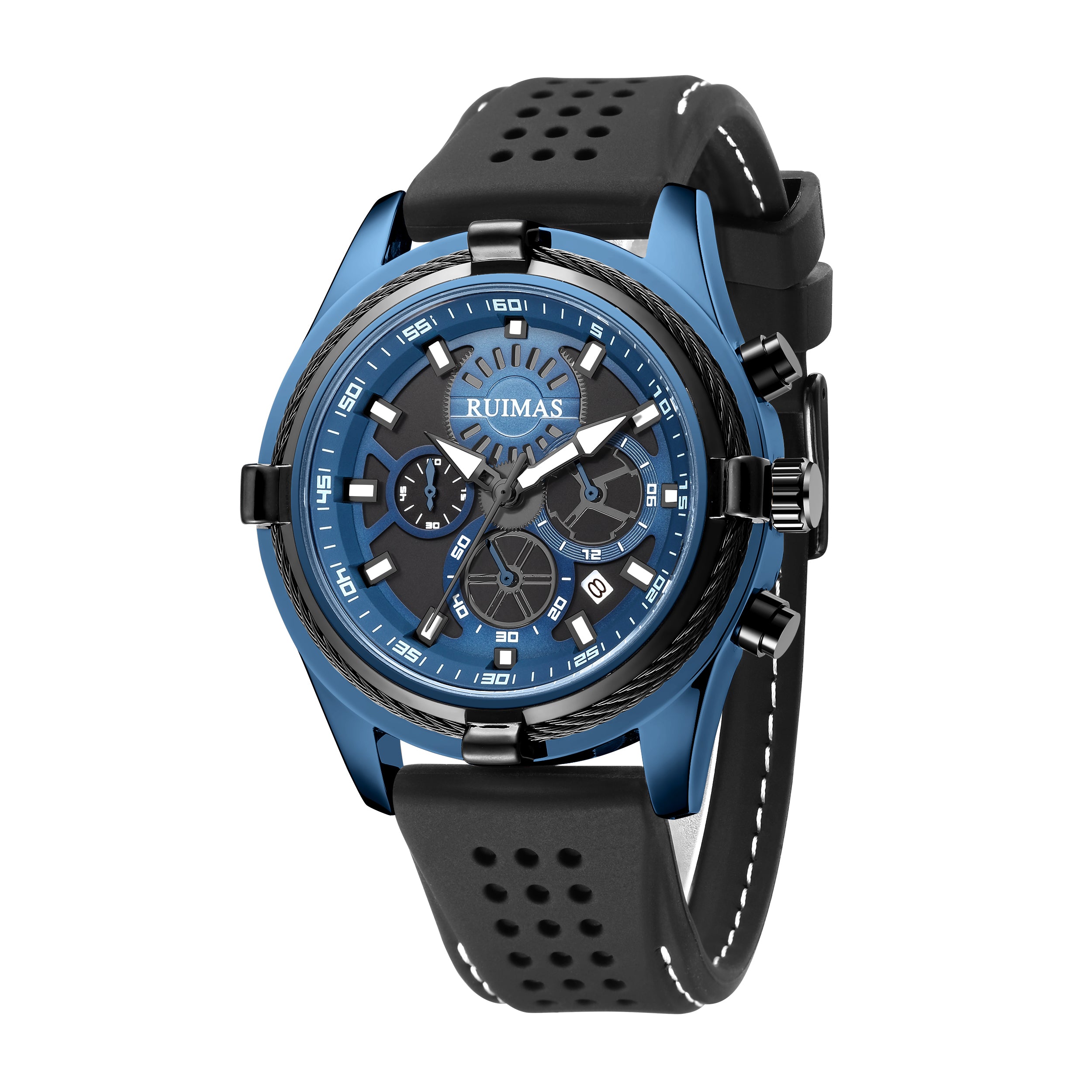 RUIMAS Top Luxury Quartz Wristwatches Men Silicone Large Dial  Military Sports Watches Waterproof Luminous Date Reloj Hombre-12