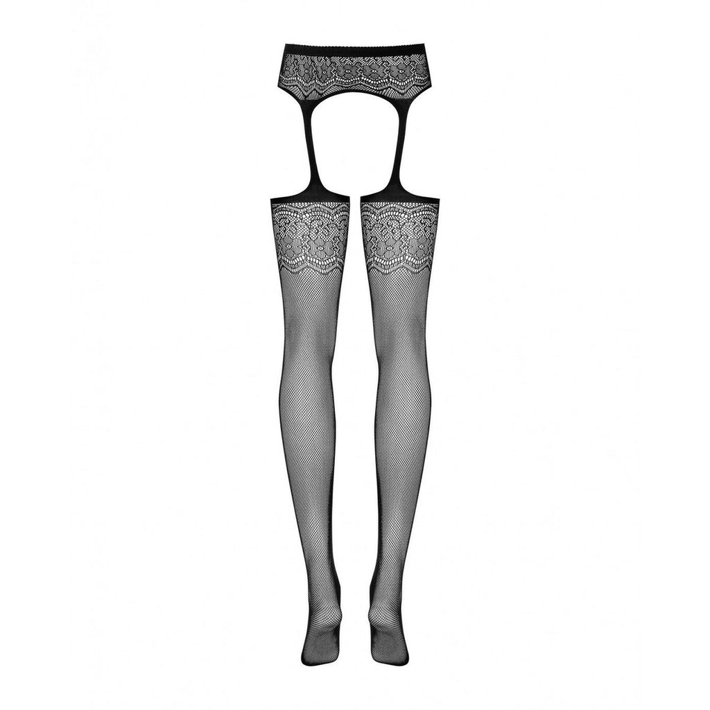 Stockings with Garter Obsessive S207 XL/XXL Black-1