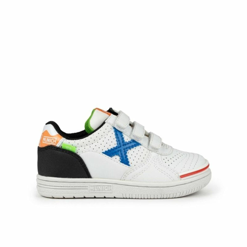 Bērnu iekštelpu futbola apavi Munich G-3 Kid Vco Profit balti