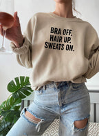 Bra Off Hair Up Sweats On Sweat Shirt-1