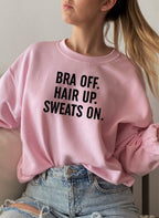 Bra Off Hair Up Sweats On Sweat Shirt-3