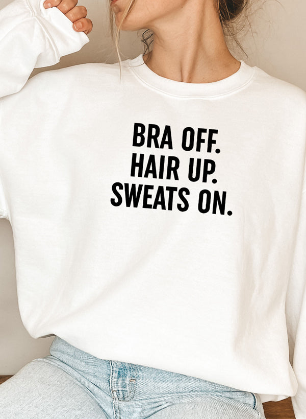 Bra Off Hair Up Sweats On Sweat Shirt-5