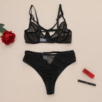 Chic Sexy Lingerie Mesh Bra Set with Cross Hollow Panty - Wholesale Lingerie-8