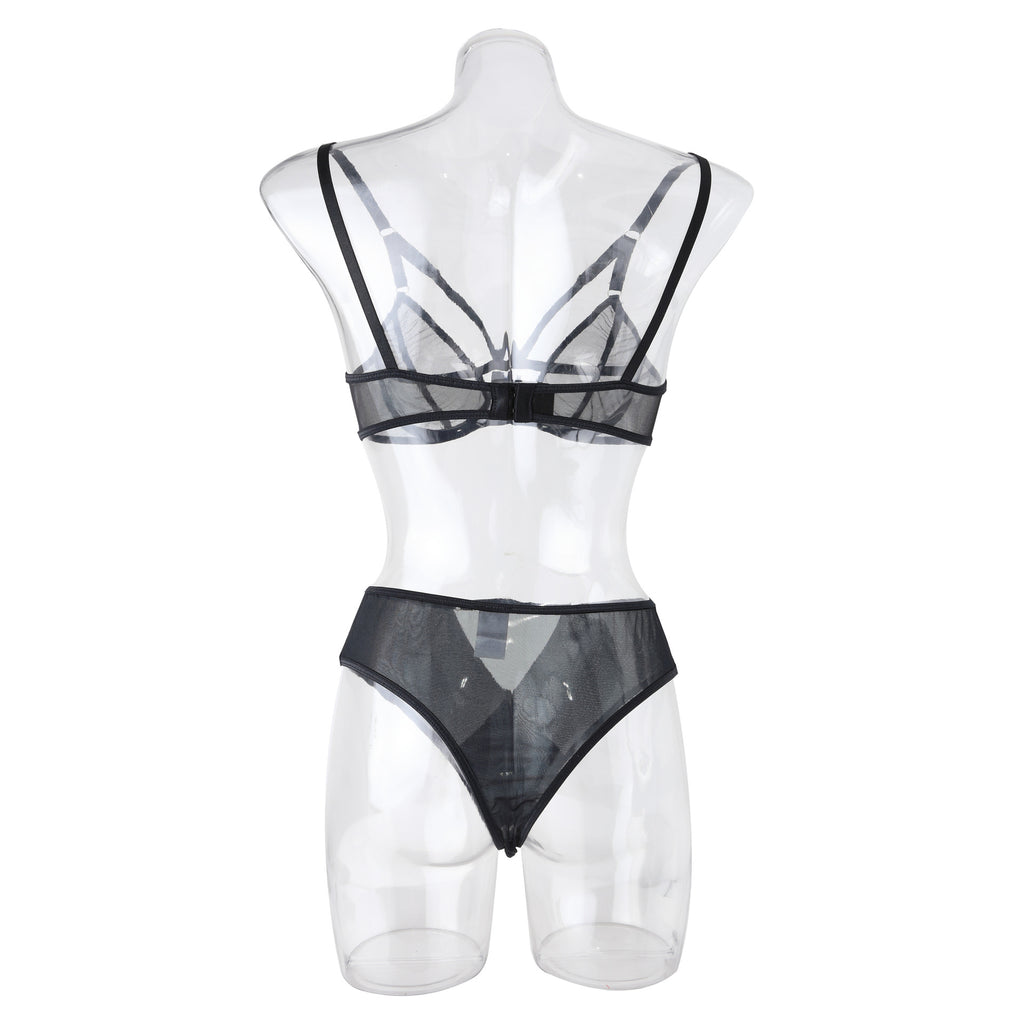 Chic Sexy Lingerie Mesh Bra Set with Cross Hollow Panty - Wholesale Lingerie-6