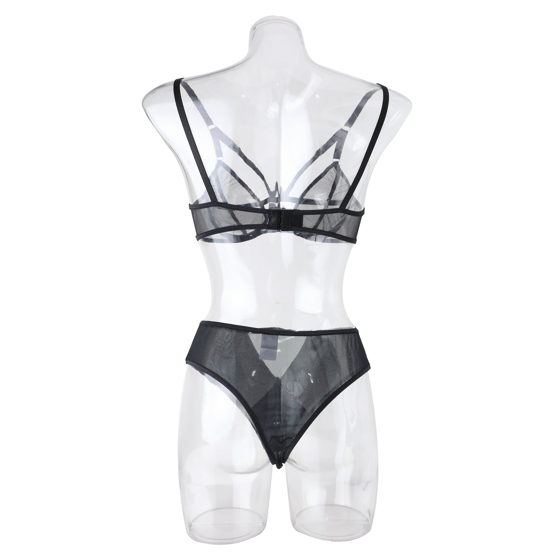 Chic Sexy Lingerie Mesh Bra Set with Cross Hollow Panty - Wholesale Lingerie-6