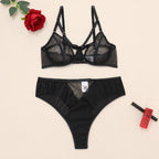 Chic Sexy Lingerie Mesh Bra Set with Cross Hollow Panty - Wholesale Lingerie-7