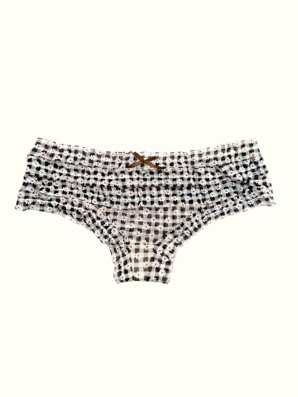 Milanblocks Vintage Style Gingham Daisy Ruffle Panties-2