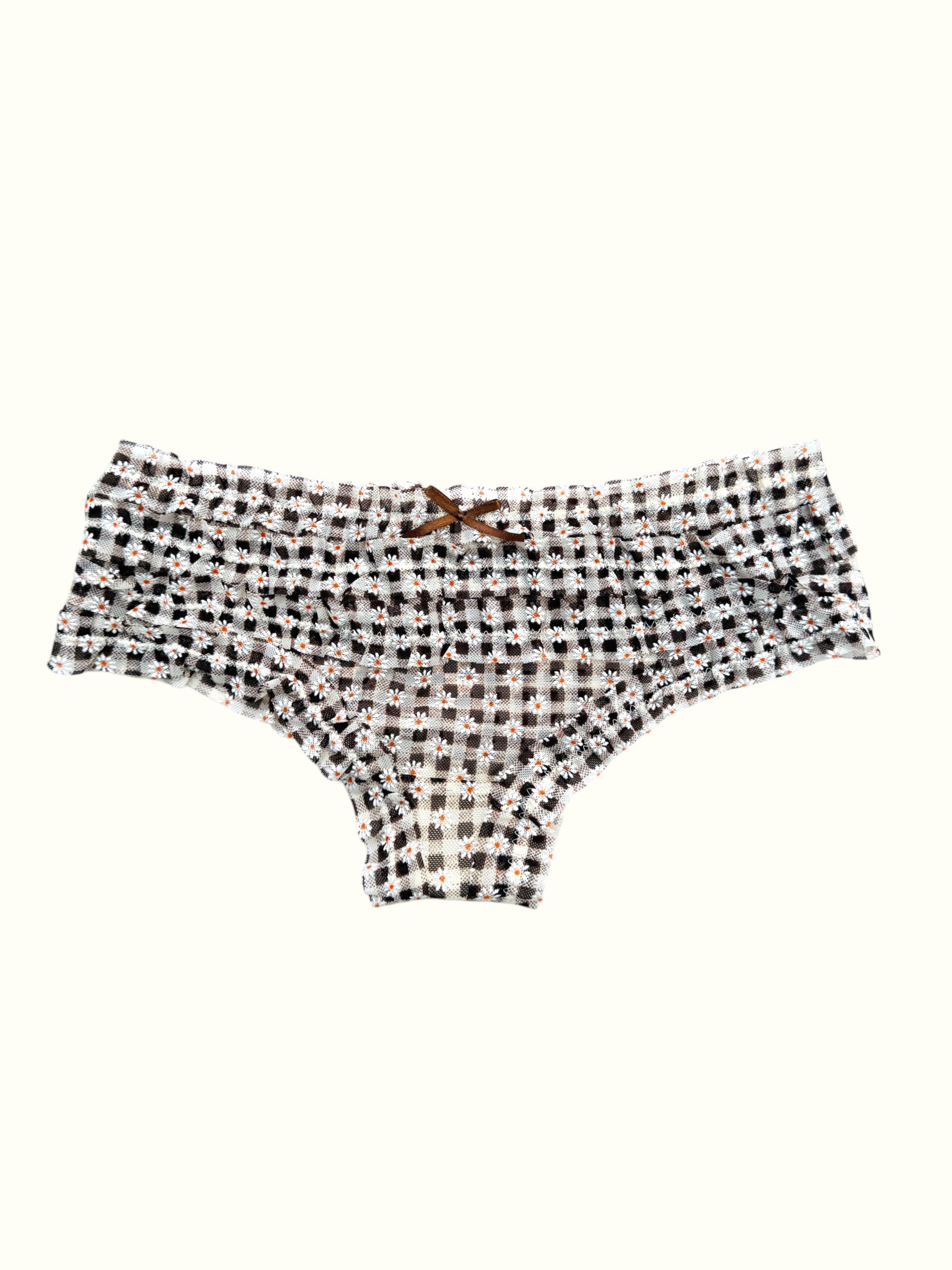 Milanblocks Vintage Style Gingham Daisy Ruffle Panties-2
