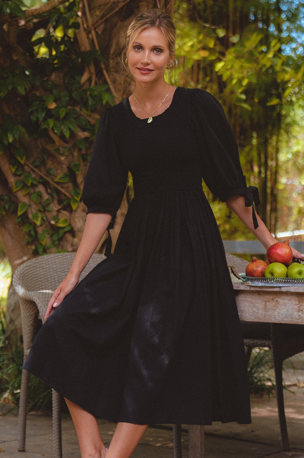 Freya Smocked Linen Midi Dress-1