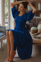 Freya Smocked Linen Midi Dress-7