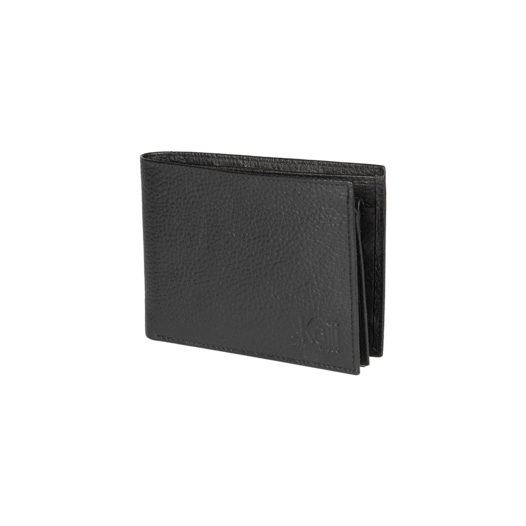 K10304AB | Men's wallet in genuine full-grain leather, dollar grain. Black color. Pocket p/coins. Size when closed: cm 12.5 x 9.3 x 1. Packaging: hard bottom/cover Gift Box-0