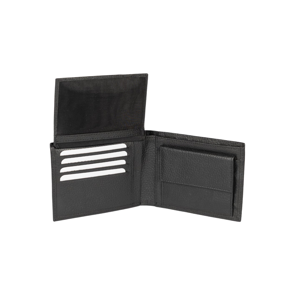 K10304AB | Men's wallet in genuine full-grain leather, dollar grain. Black color. Pocket p/coins. Size when closed: cm 12.5 x 9.3 x 1. Packaging: hard bottom/cover Gift Box-2