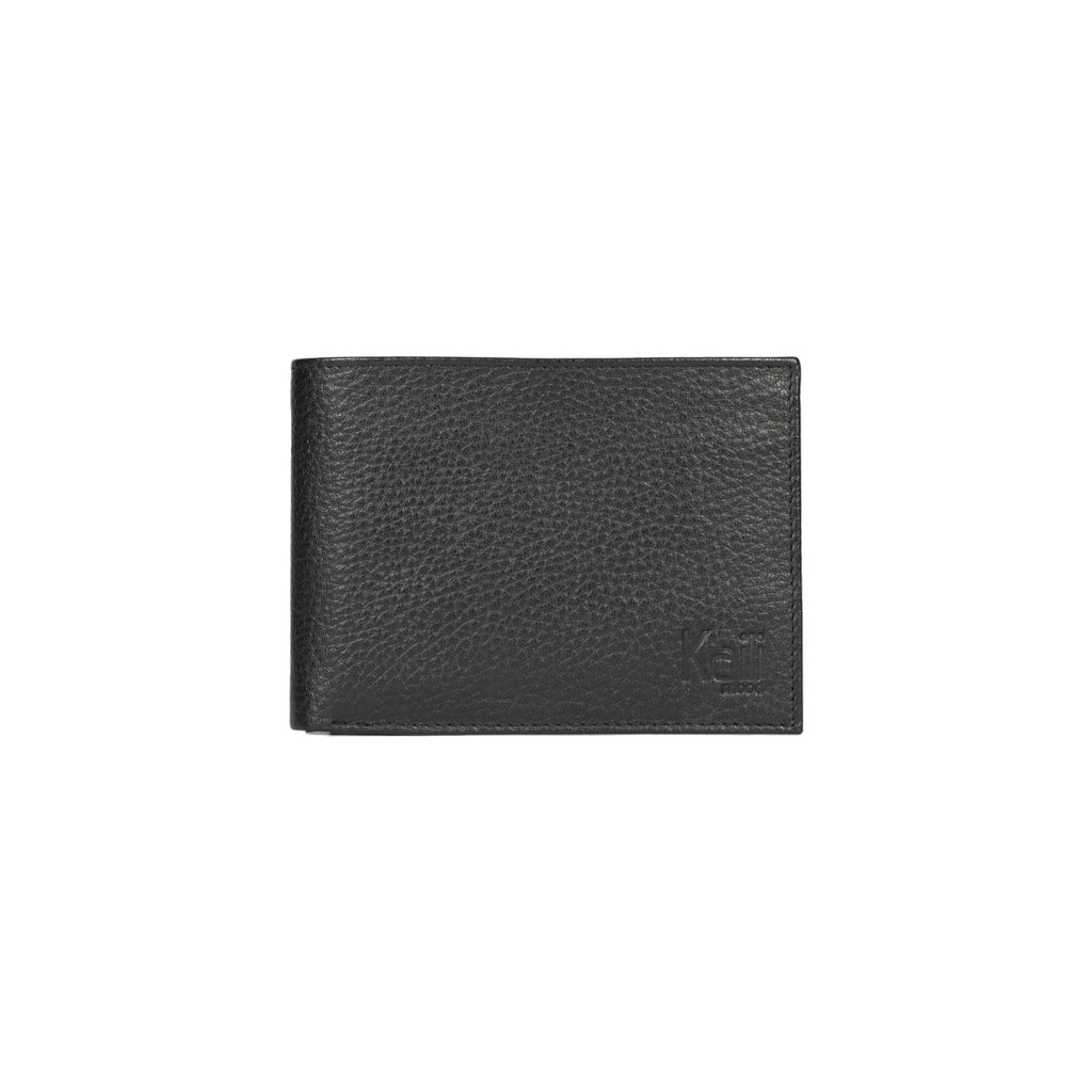 K10304AB | Men's wallet in genuine full-grain leather, dollar grain. Black color. Pocket p/coins. Size when closed: cm 12.5 x 9.3 x 1. Packaging: hard bottom/cover Gift Box-3
