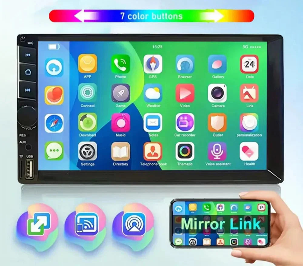 7 2DIN Touchscreen Car Stereo Black-1