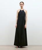 "Minimalist Rule" halter neck hollow design dress women's summer long dress-5