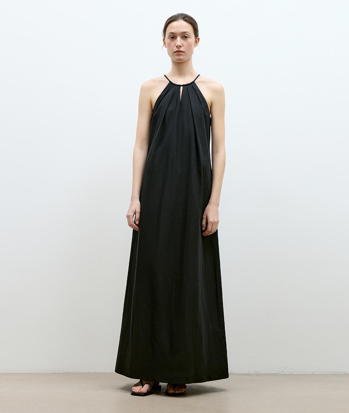 "Minimalist Rule" halter neck hollow design dress women's summer long dress-5