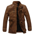 mens pu leather fleece lined winter jacket yellow