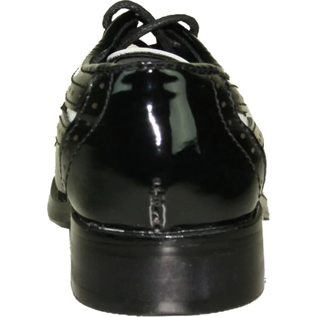VANGELO Boy Dress Shoe TAB-3KID Oxford Formal Tuxedo for Prom & Wedding Black/White Patent Two Tone-2