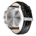 Trnda Men's Stainless Steel Watch, Black Leather Band | Trnda-001-3