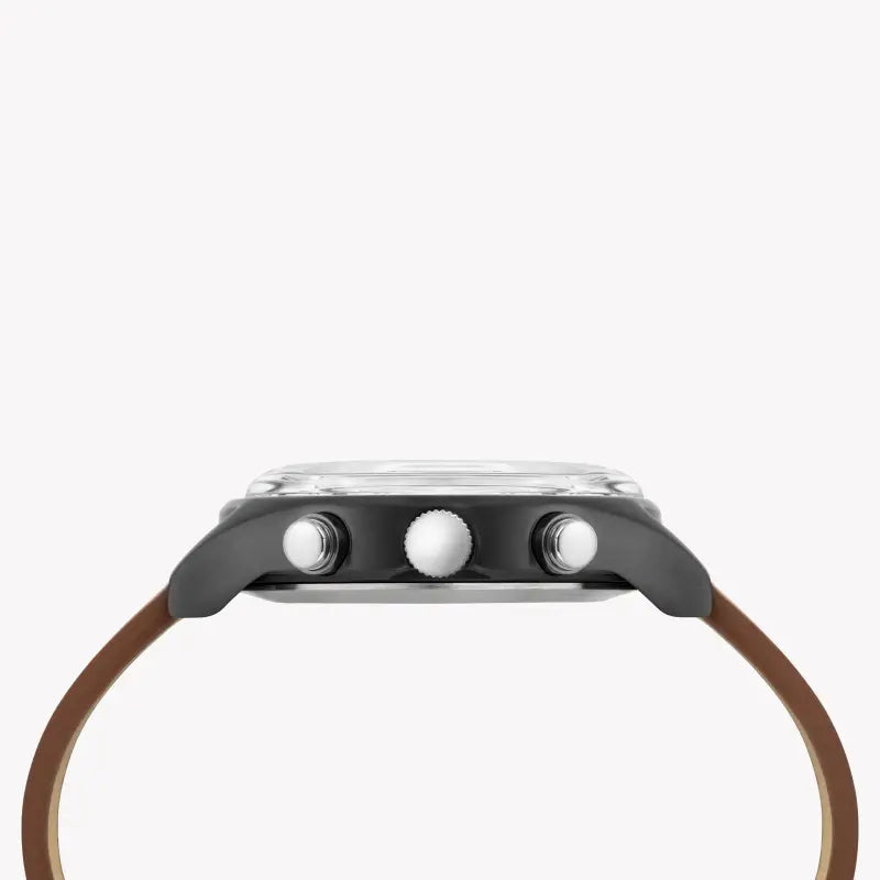 Timex Men's Brown Leather Watch, Black Dial | Tw2t29600-1