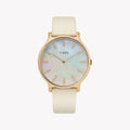 Timex Women's Off-White Leather Watch, Mother Of Pearl Dial | Tw2t35400-0