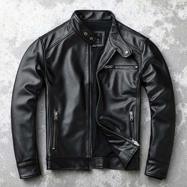 Theon Genuine Leather Jacket Men Black Motorcycle-2