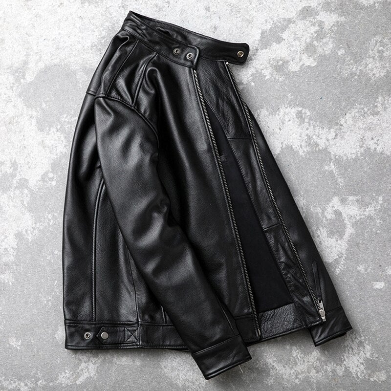 Theon Genuine Leather Jacket Men Black Motorcycle-3