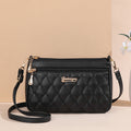 NNEDSZ Black PU Leather Quilted Crossbody Bag for Women - Compact Multi-Compartment Shoulder Purse-0