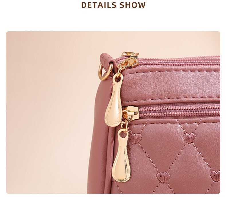 NNEDSZ Black PU Leather Quilted Crossbody Bag for Women - Compact Multi-Compartment Shoulder Purse-4