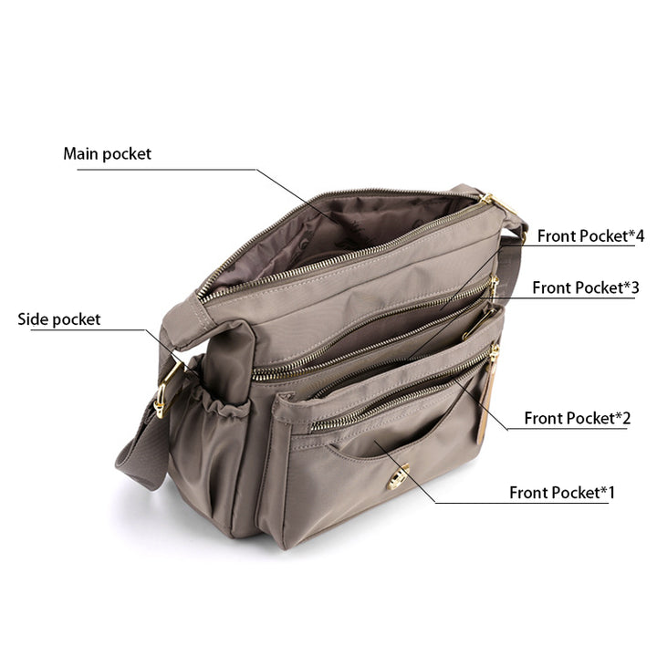 NNEDSZ Coffee Nylon Crossbody Bag with Multiple Compartments - Compact and Stylish Design-4