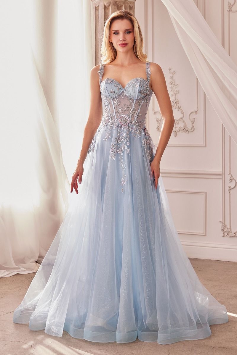 embellished a-line tulle ball gown