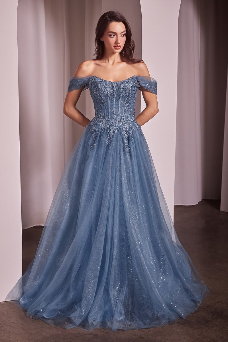off the shoulder a-line ball gown lace tulle