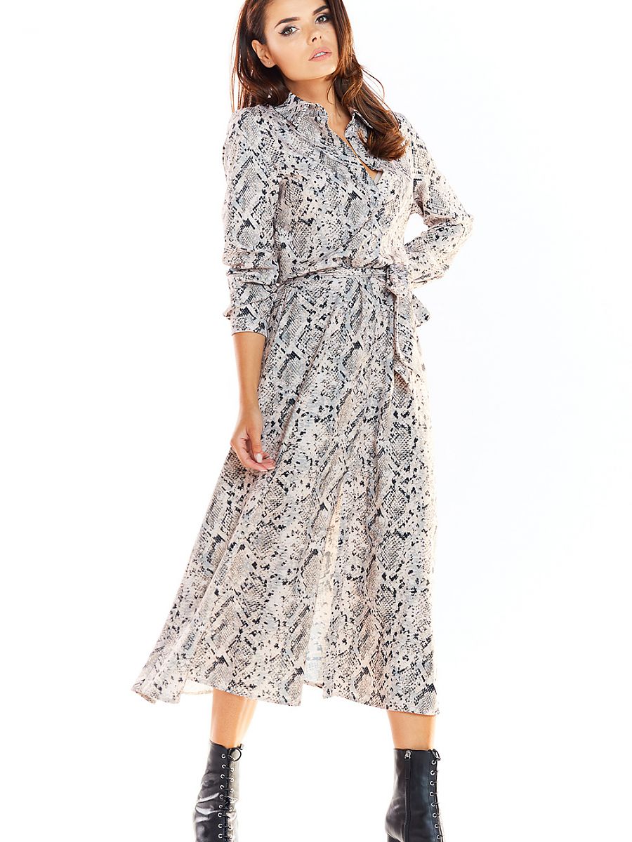 awama daydress model 139530 maxi shirt dress with belt