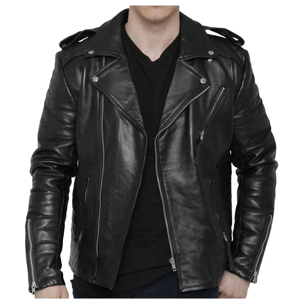 Men’s Motorcycle Fashion Leather Jacket-1