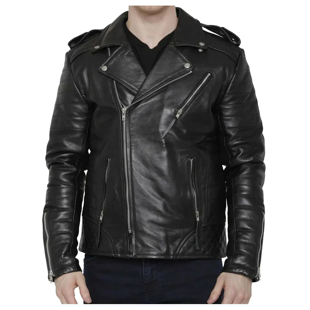 Men’s Motorcycle Fashion Leather Jacket-0