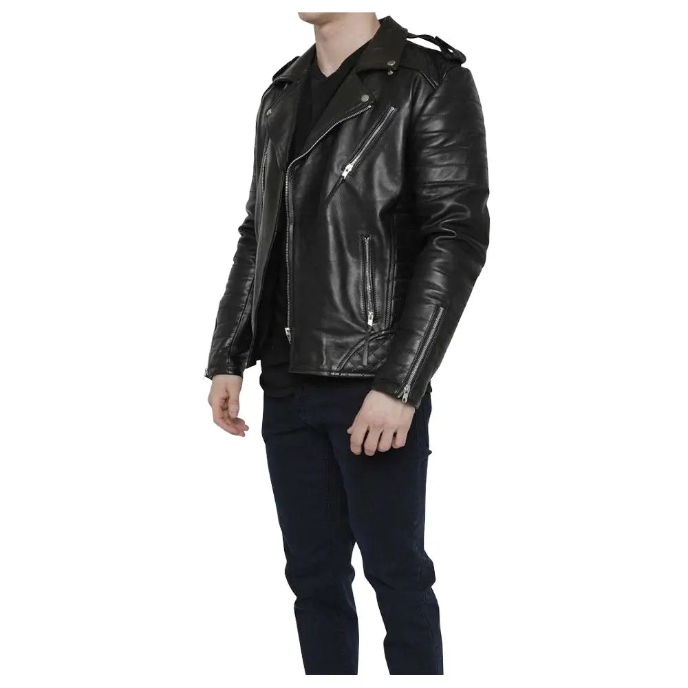 Men’s Motorcycle Fashion Leather Jacket-3