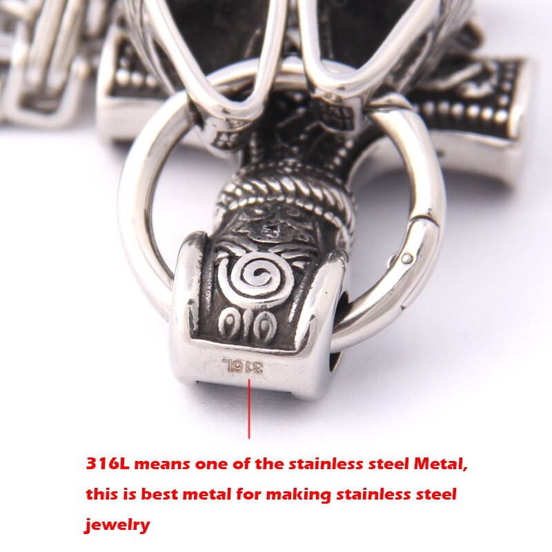 New Arrival Stainless steel making Never fade Viking wolf necklace with thor hammer pendant as christmas gift-2