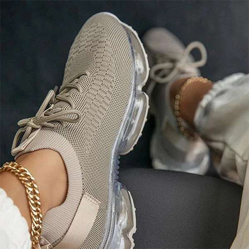 Mesh Air-Cushion Women Sneakers White Women's Sports Shoes Platform Knitted Running Shoes Lightweight Summer Autumn-2